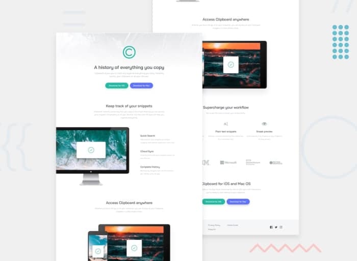 Clipboard landing page