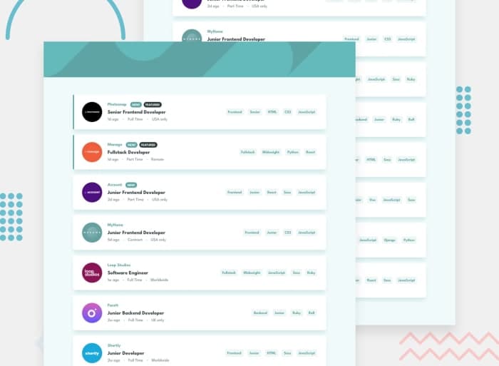 Job listings with filtering