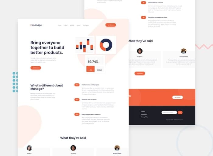 Manage landing page