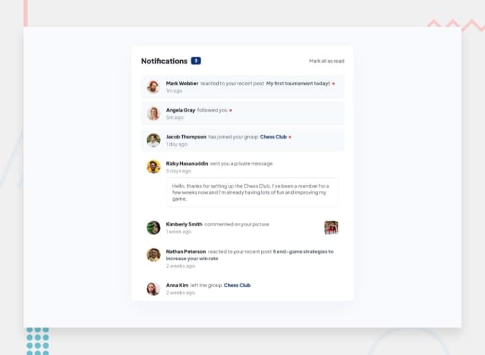 Notifications page